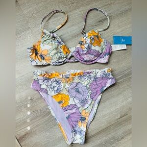 NWT Cupshe Underwire Top & High Waist Cheeky Bikini Set